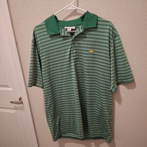 Masters Performance Mens Green Striped Golf Polo Shirt Sz Large Augusta National